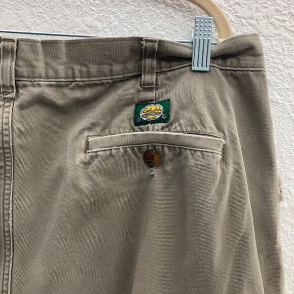Cabela's Khaki Tan Red Plaid Flannel Lined Pocket Zip Hunting Outdoor Pants READ - Picture 13 of 14